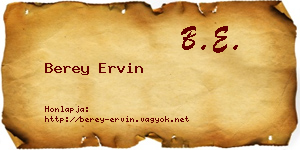 Berey Ervin névjegykártya